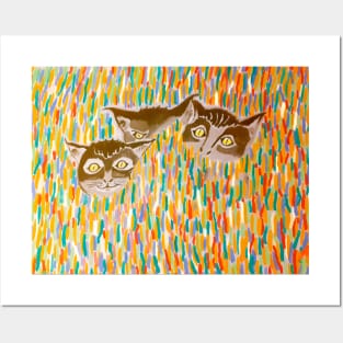 Three Cats on the Grass Posters and Art